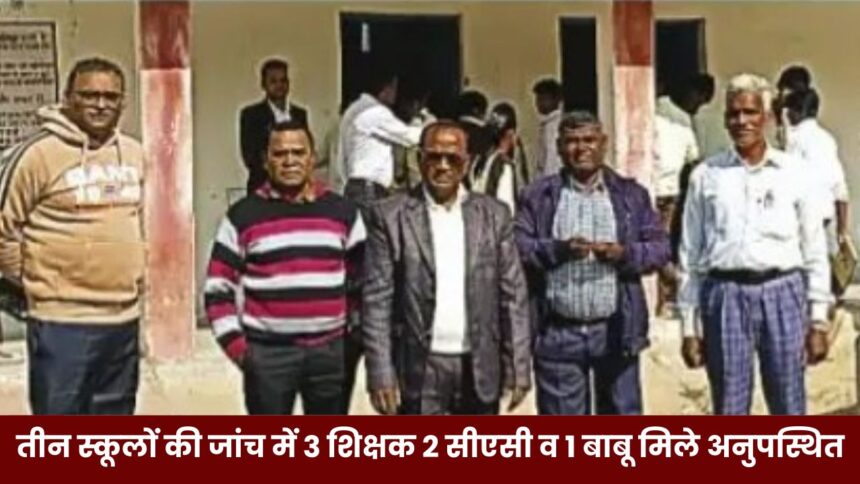 Singrauli Today News : तीन स्कूलों की जांच में 3 शिक्षक 2 सीएसी व 1 बाबू मिले अनुपस्थित, फिर हो गयी कार्यवाई